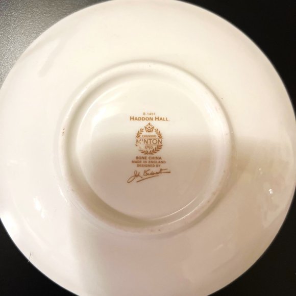 Haddon Hall B1451 Green Trim by Minton - Demitasse Saucers and a Flat Cup - Picture 13 of 13